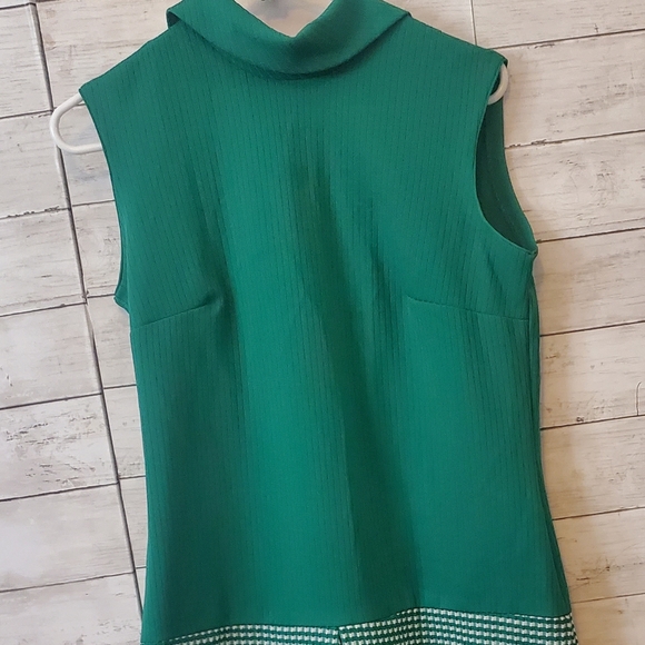 Sz 14/16 Vintage 60s Kelly Green Mod Scooter Shift Cable and Waffle Knit Dress. - Picture 2 of 5